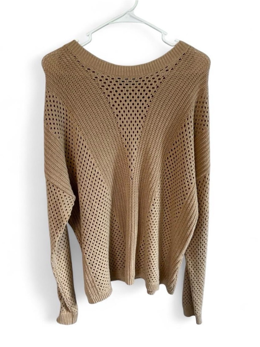 Kut from the Kloth Open-Knit Scoop Neck Sweater in Tan